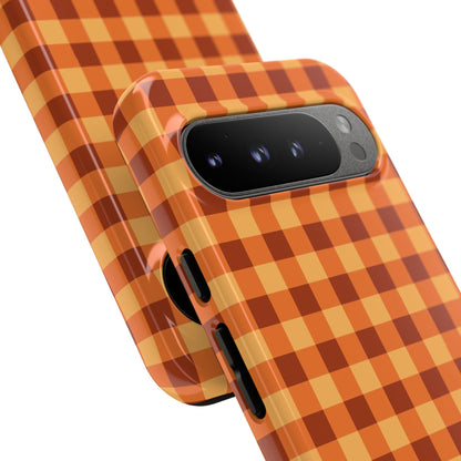 Orange Gingham Checkered Google Pixel Case