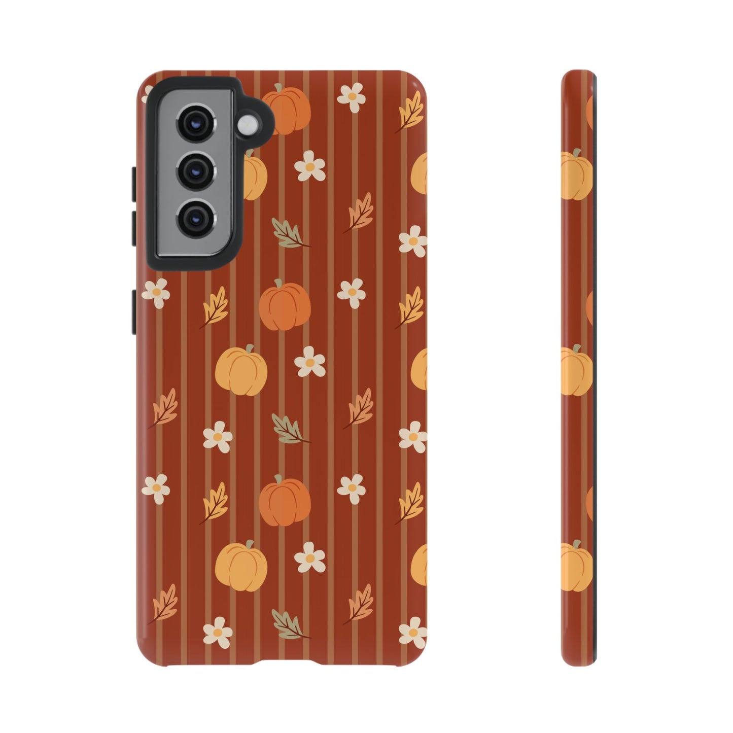Pumpkin Spice Floral Stripe Samsung Case