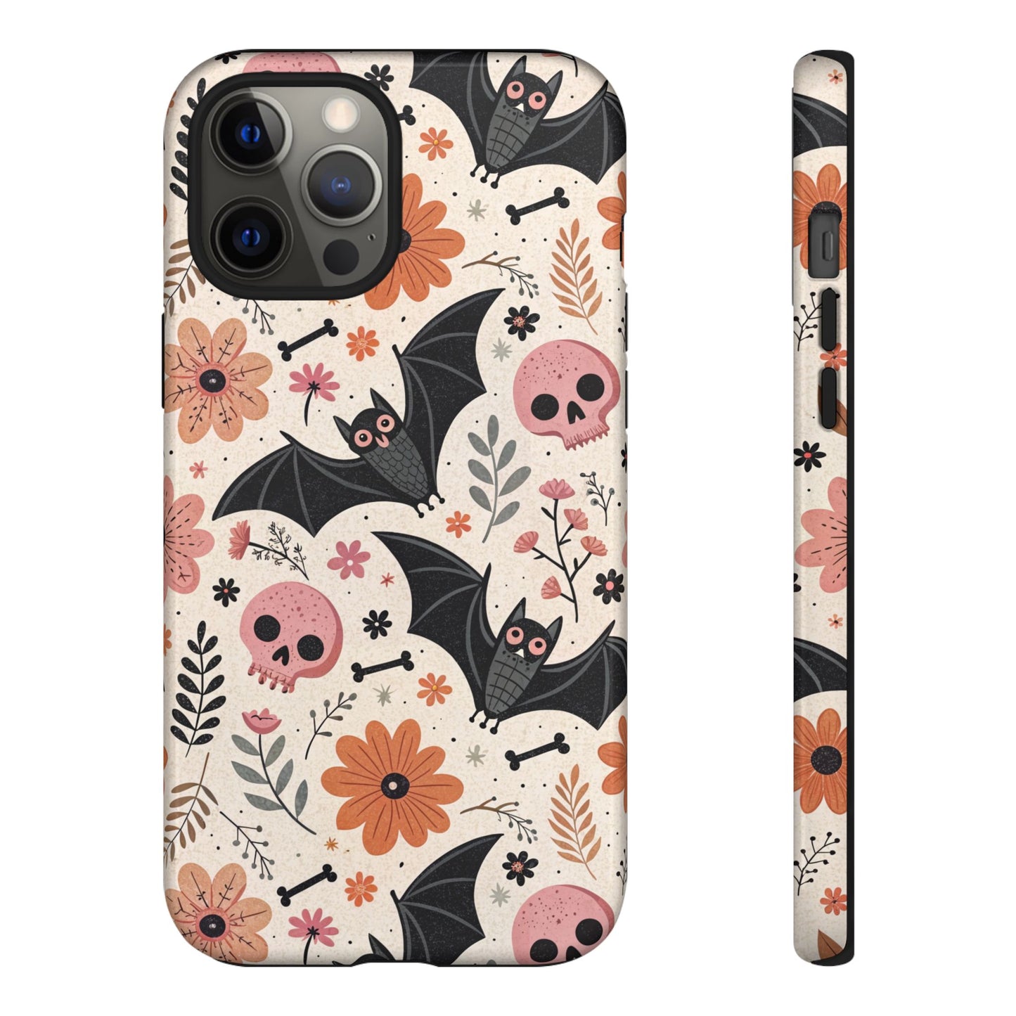 Floral Bats & Skulls Halloween iPhone Case