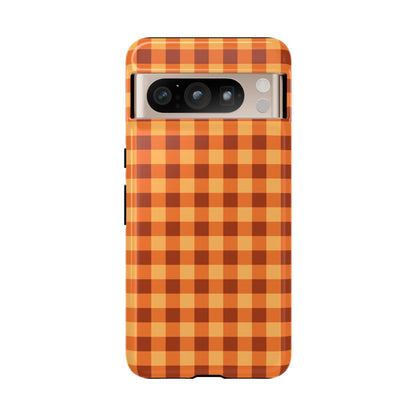 Orange Gingham Checkered Google Pixel Case