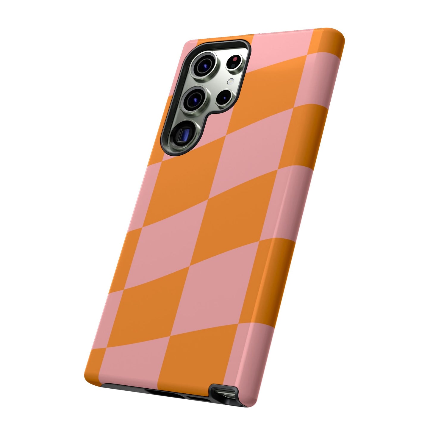 Pink & Orange Wavy Checker Samsung Case