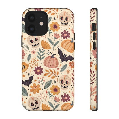Halloween Skulls & Pumpkins Floral iPhone Case