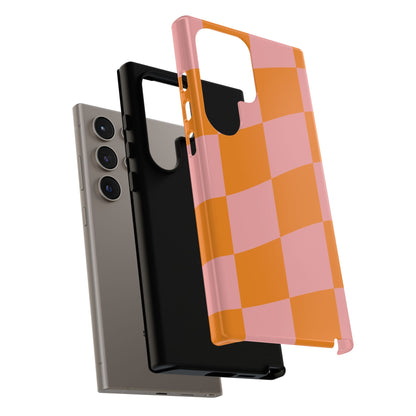 Pink & Orange Wavy Checker Samsung Case