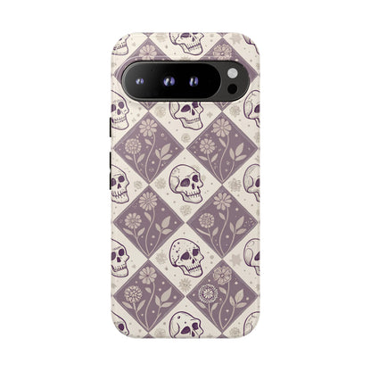 Vintage Skull & Floral Diamond Google Pixel Case