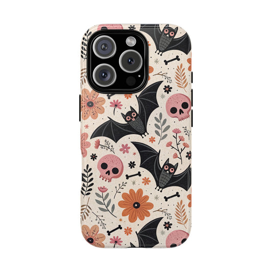 Floral Bats & Skulls Halloween iPhone Case