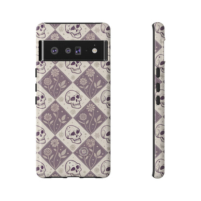 Vintage Skull & Floral Diamond Google Pixel Case