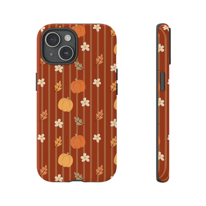 Pumpkin Spice Floral Stripe iPhone Case
