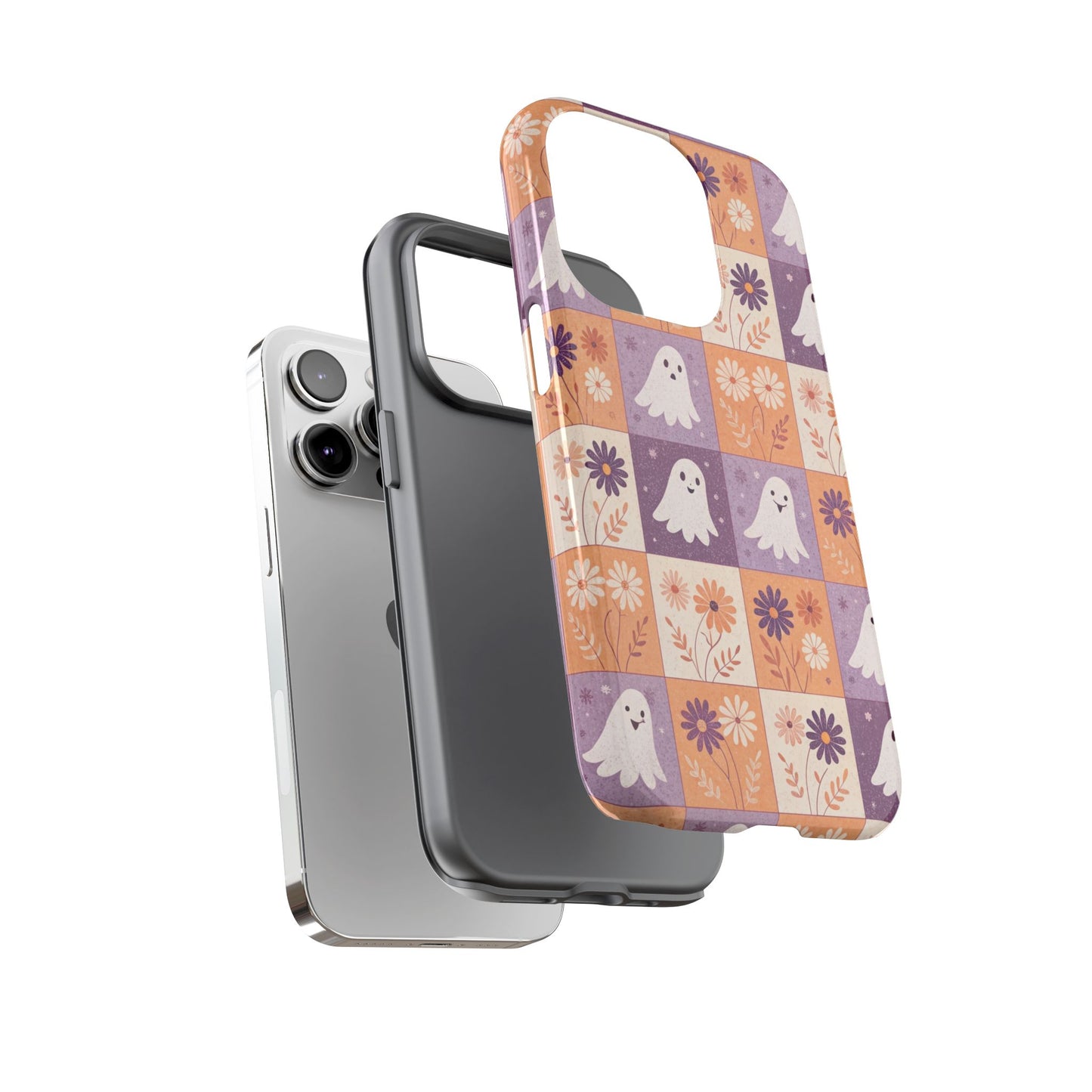 Ghost Floral Checkerboard iPhone Case