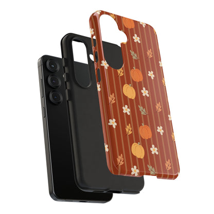 Pumpkin Spice Floral Stripe Samsung Case