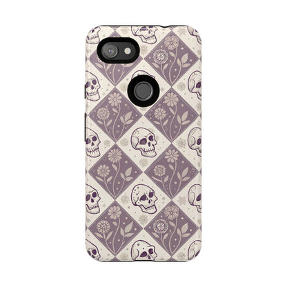 Vintage Skull & Floral Diamond Google Pixel Case