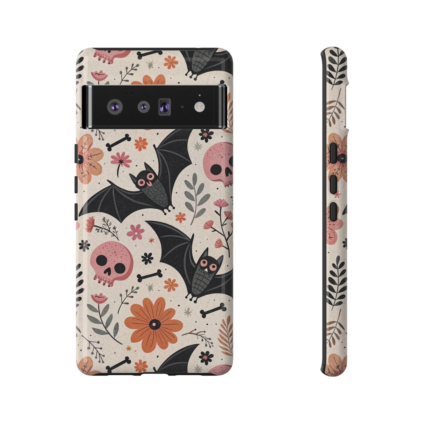 Floral Bats & Skulls Halloween Google Pixel Case
