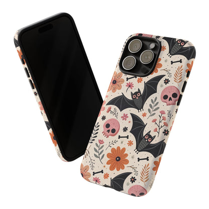 Floral Bats & Skulls Halloween iPhone Case