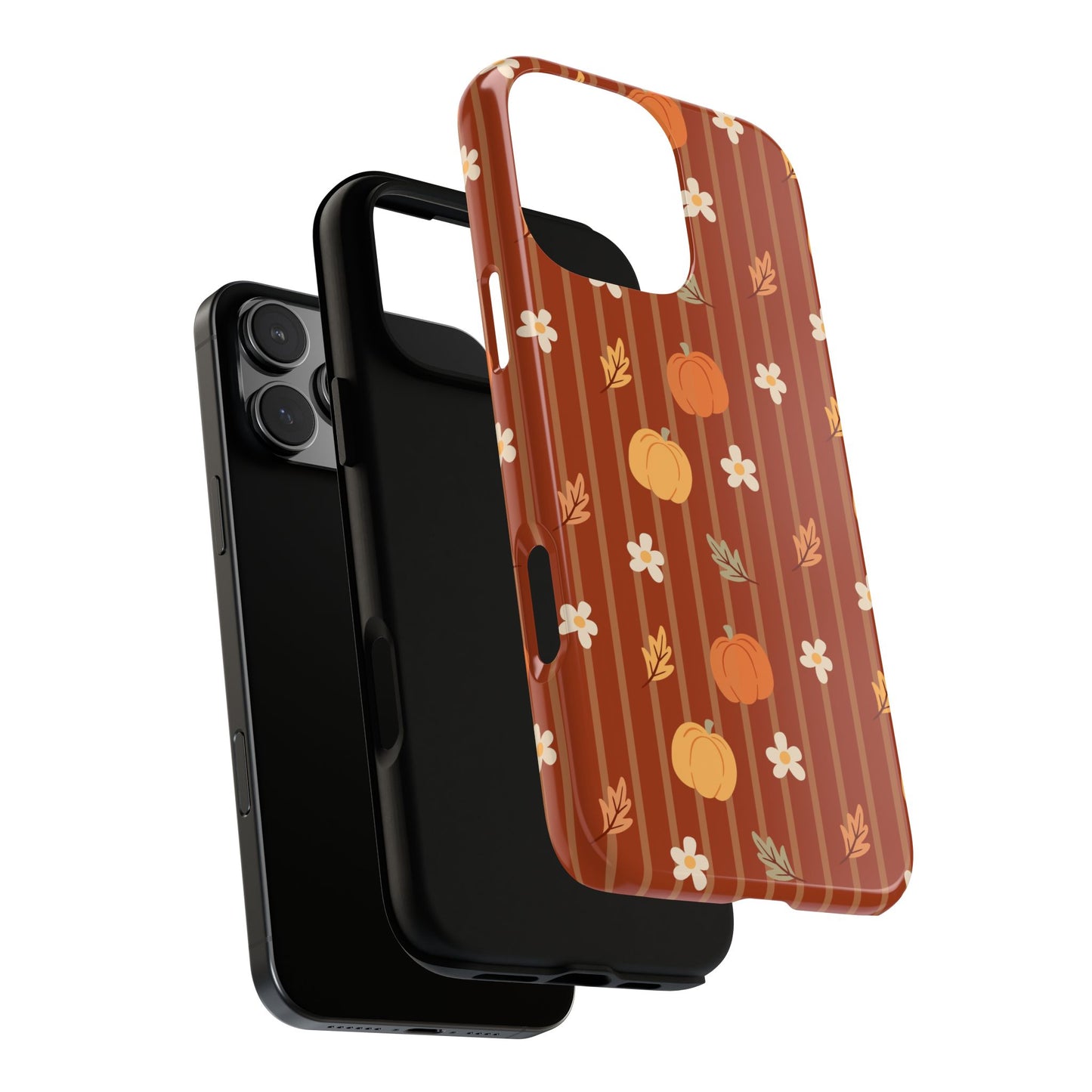 Pumpkin Spice Floral Stripe iPhone Case