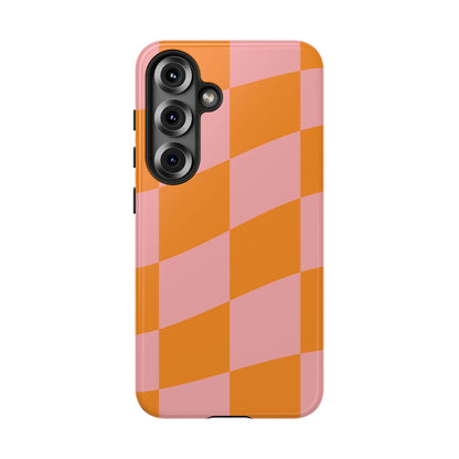 Pink & Orange Wavy Checker Samsung Case