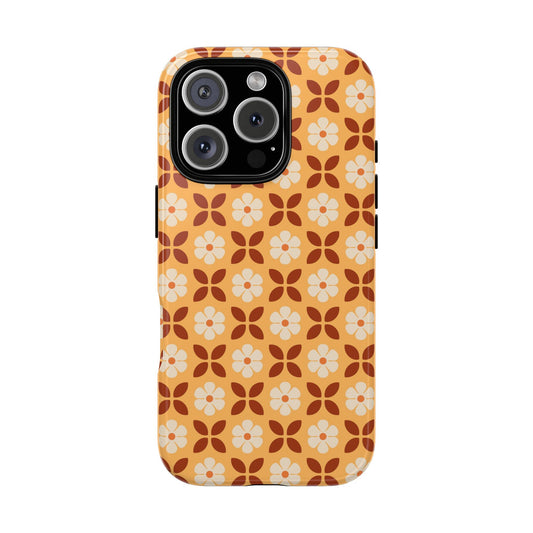 Retro Orange Flower Power iPhone Case
