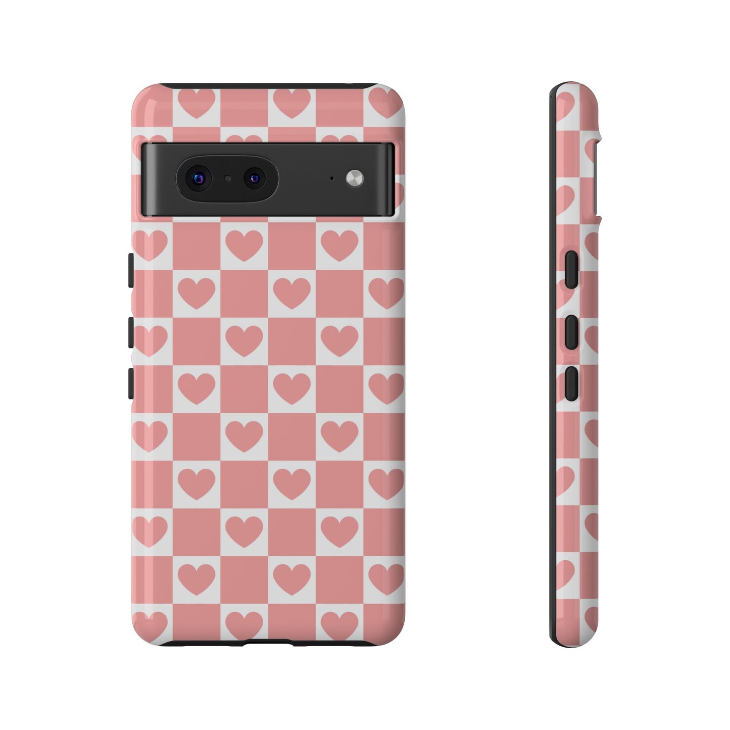Pink Heart Checkerboard Google Pixel Case