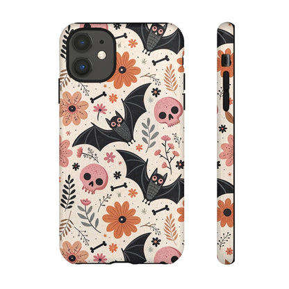 Floral Bats & Skulls Halloween iPhone Case