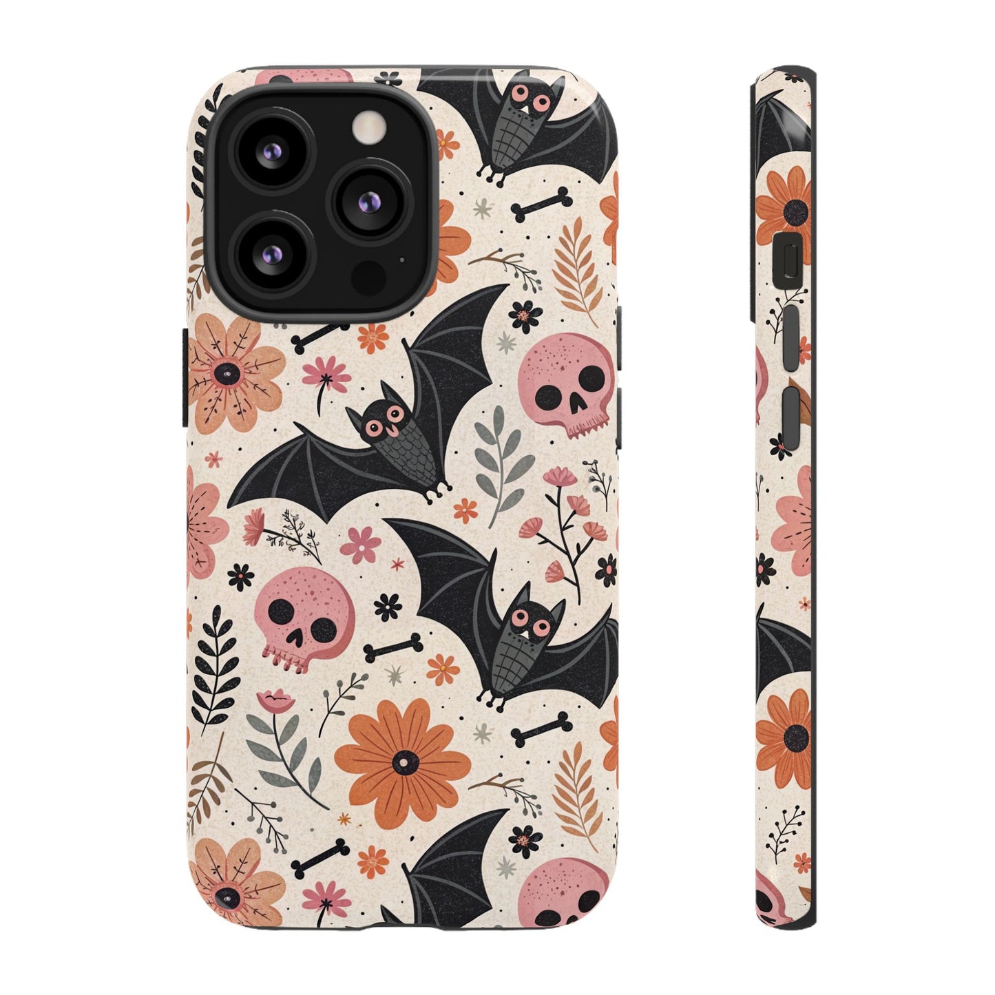 Floral Bats & Skulls Halloween iPhone Case