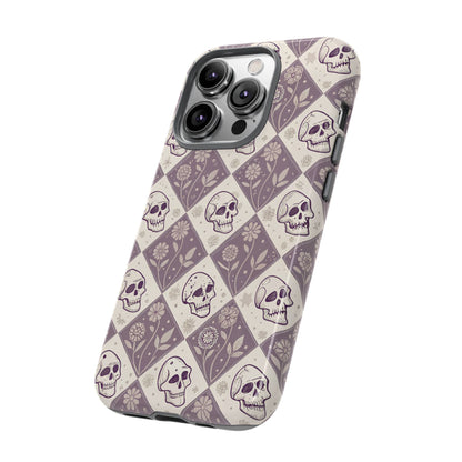 Vintage Skull & Floral Diamond iPhone Case