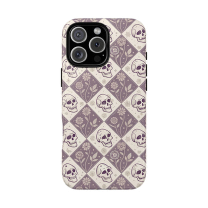 Vintage Skull & Floral Diamond iPhone Case
