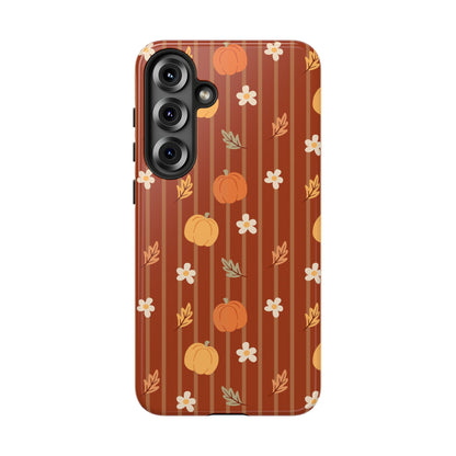 Pumpkin Spice Floral Stripe Samsung Case