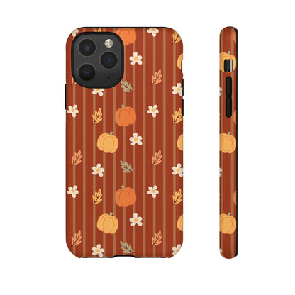 Pumpkin Spice Floral Stripe iPhone Case