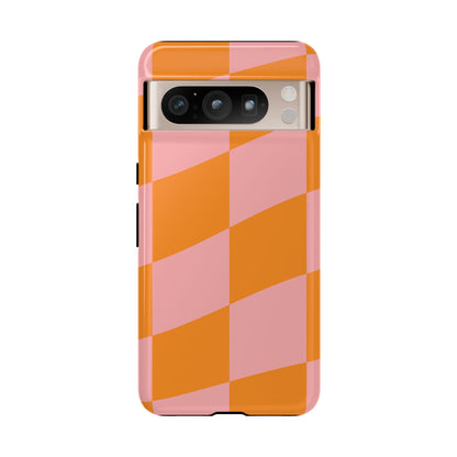 Pink & Orange Wavy Checker Google Pixel Case