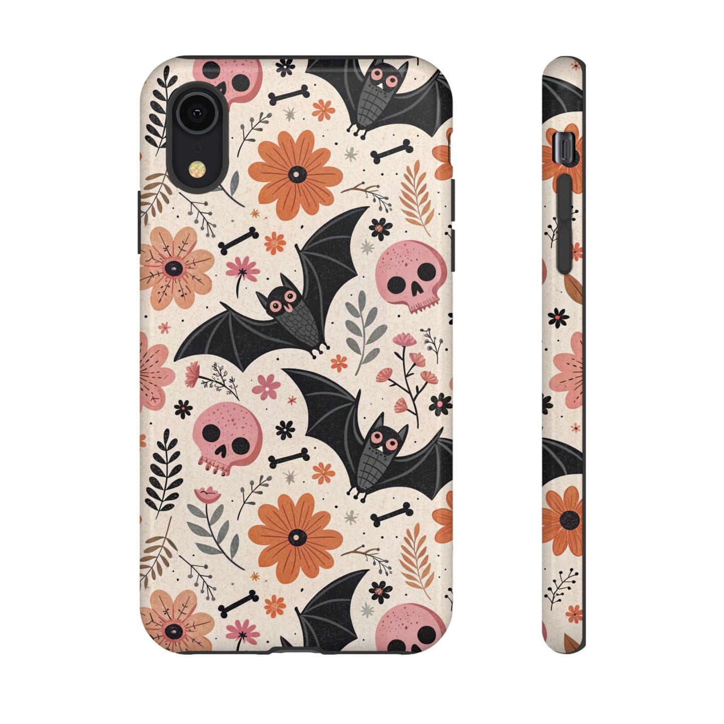 Floral Bats & Skulls Halloween iPhone Case
