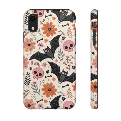 Floral Bats & Skulls Halloween iPhone Case