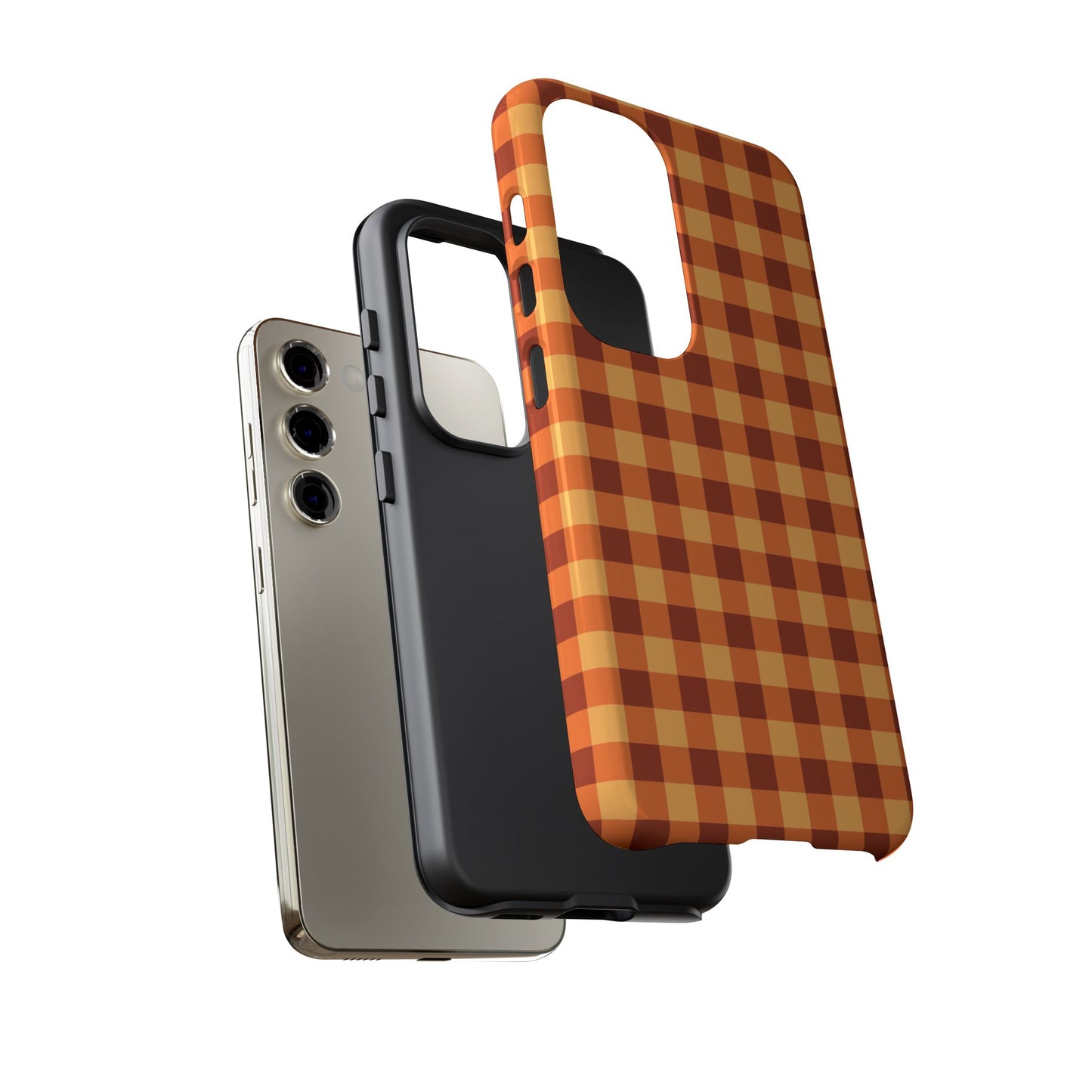 Orange Gingham Checkered Samsung Case