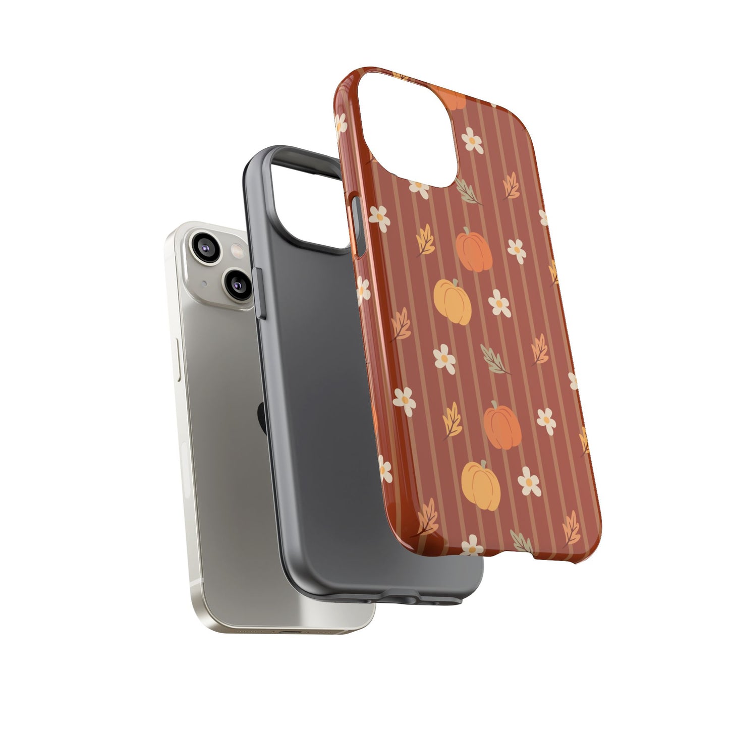 Pumpkin Spice Floral Stripe iPhone Case