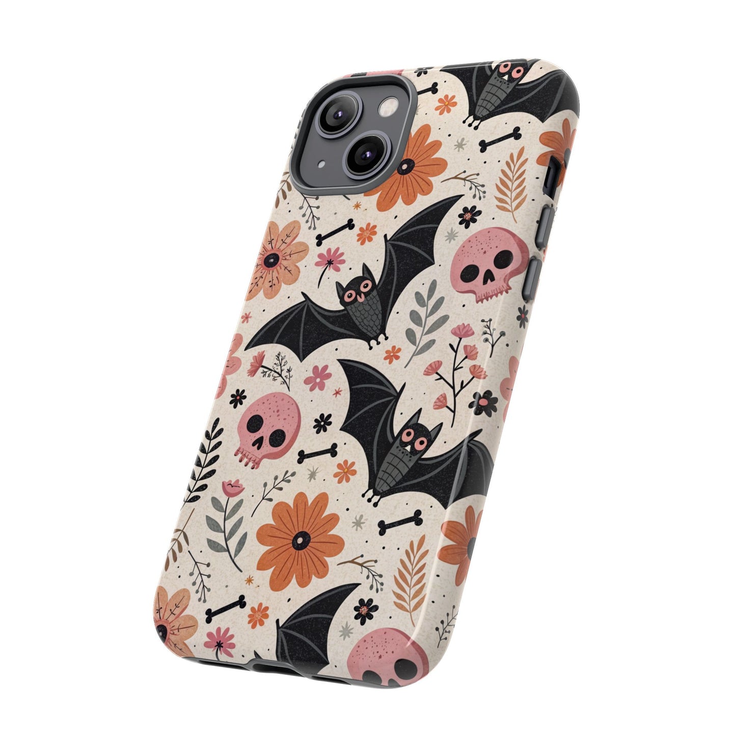 Floral Bats & Skulls Halloween iPhone Case
