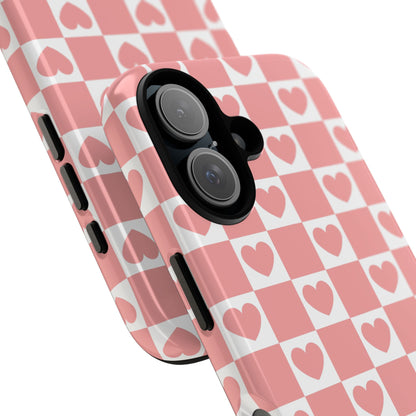 Pink Heart Checkerboard iPhone Case
