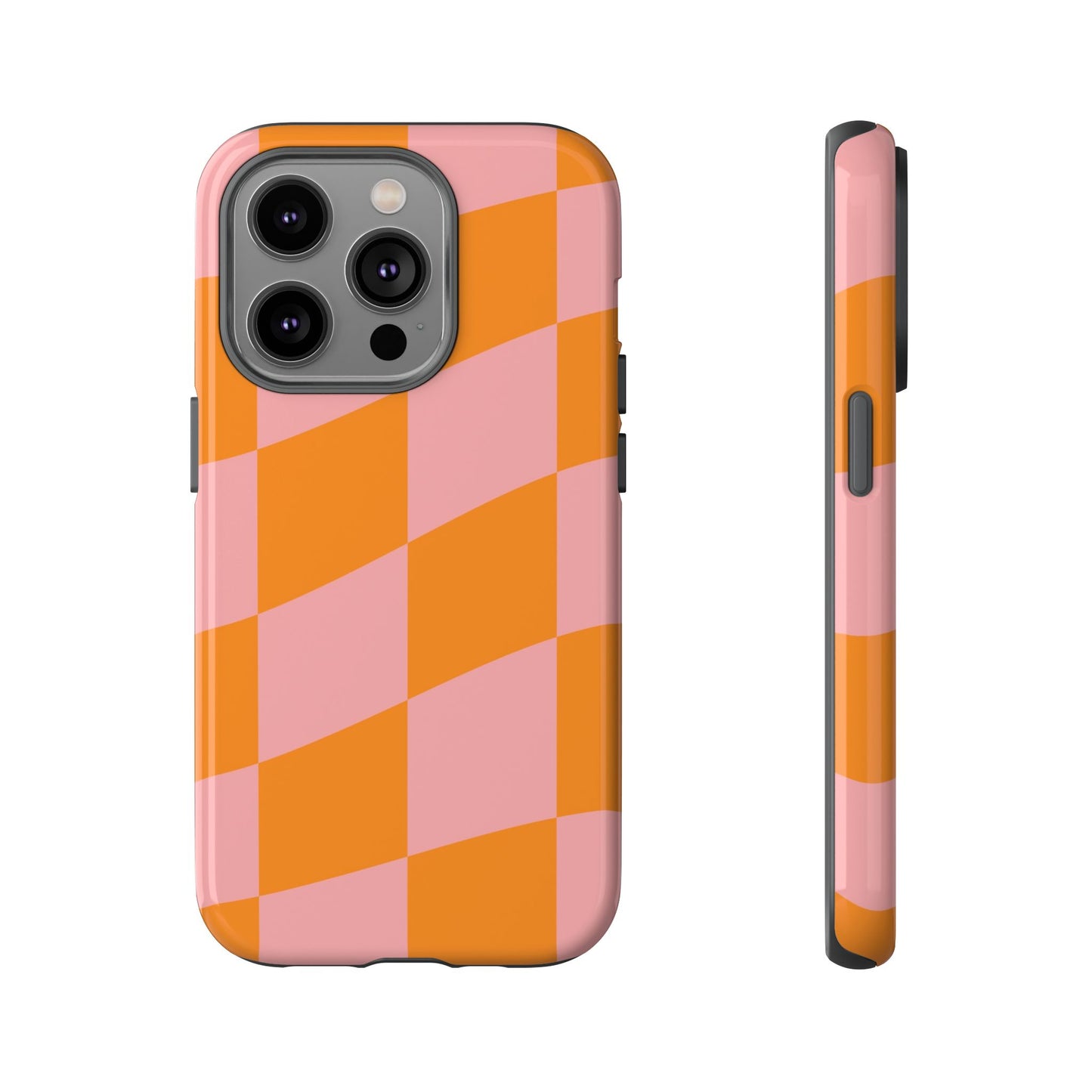 Pink & Orange Wavy Checker iPhone Case