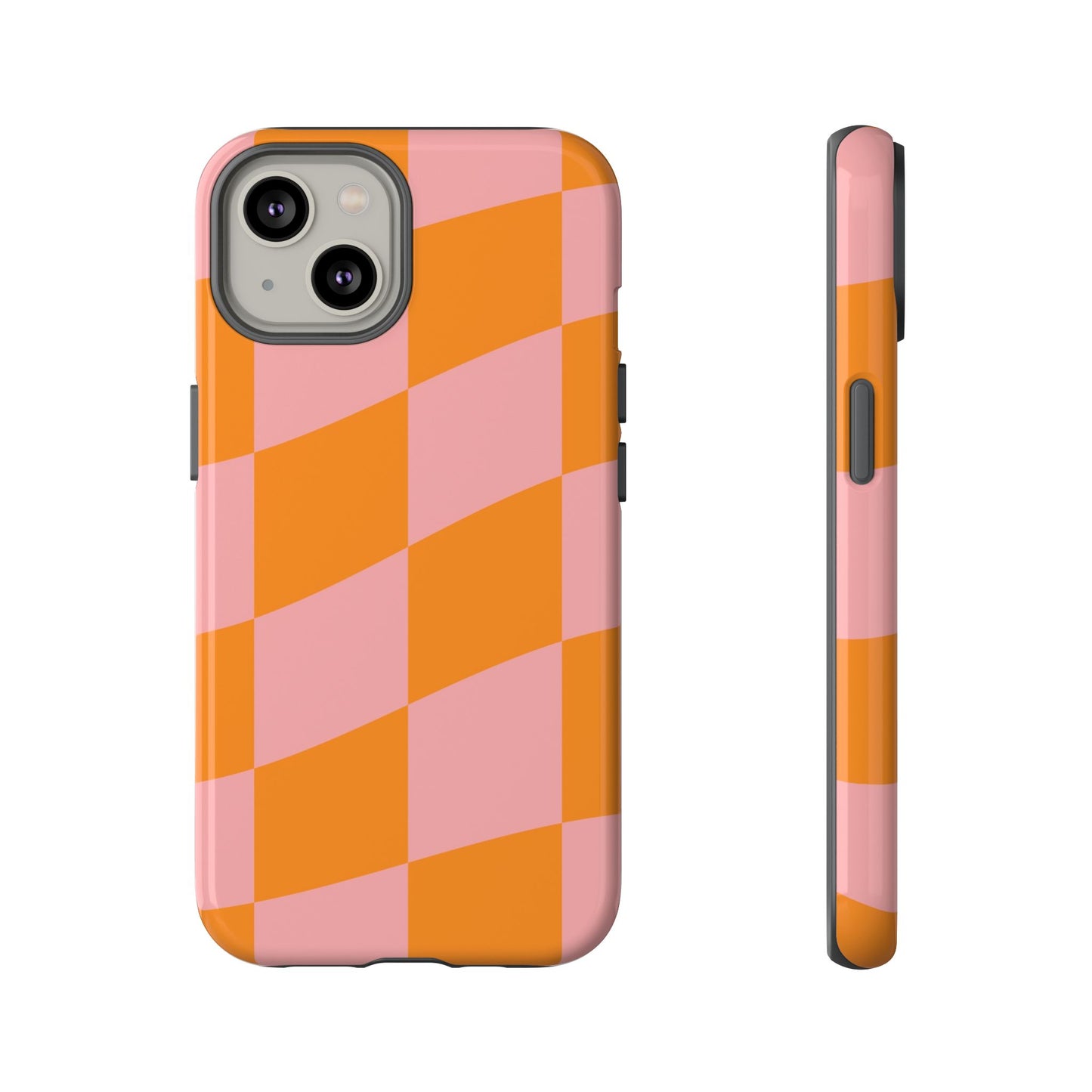 Pink & Orange Wavy Checker iPhone Case