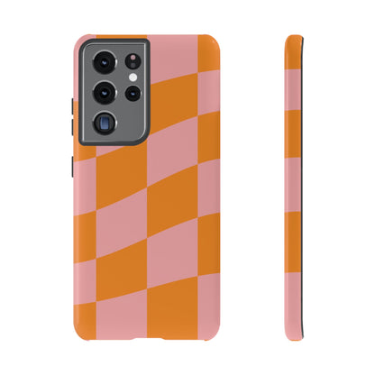 Pink & Orange Wavy Checker Samsung Case