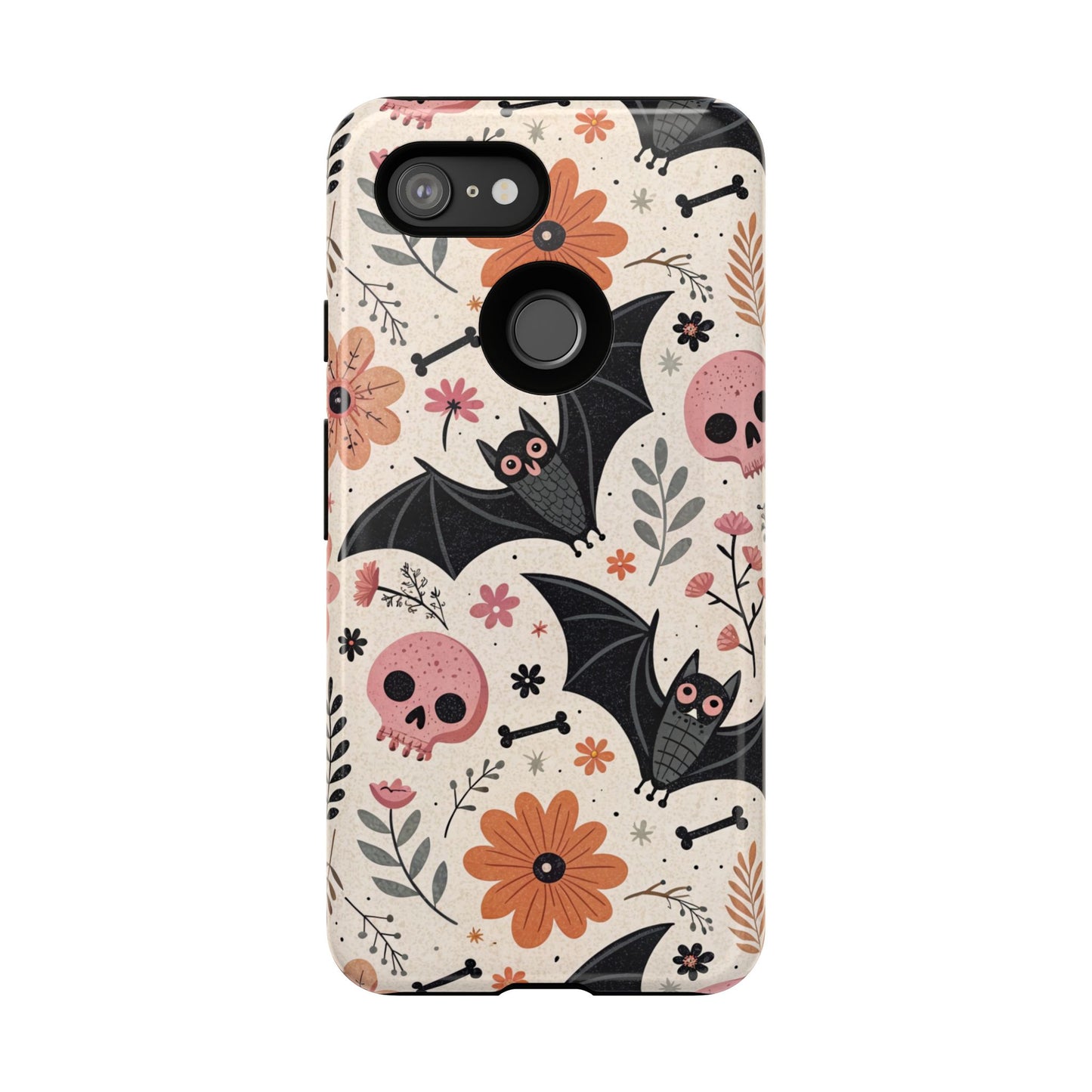 Floral Bats & Skulls Halloween Google Pixel Case