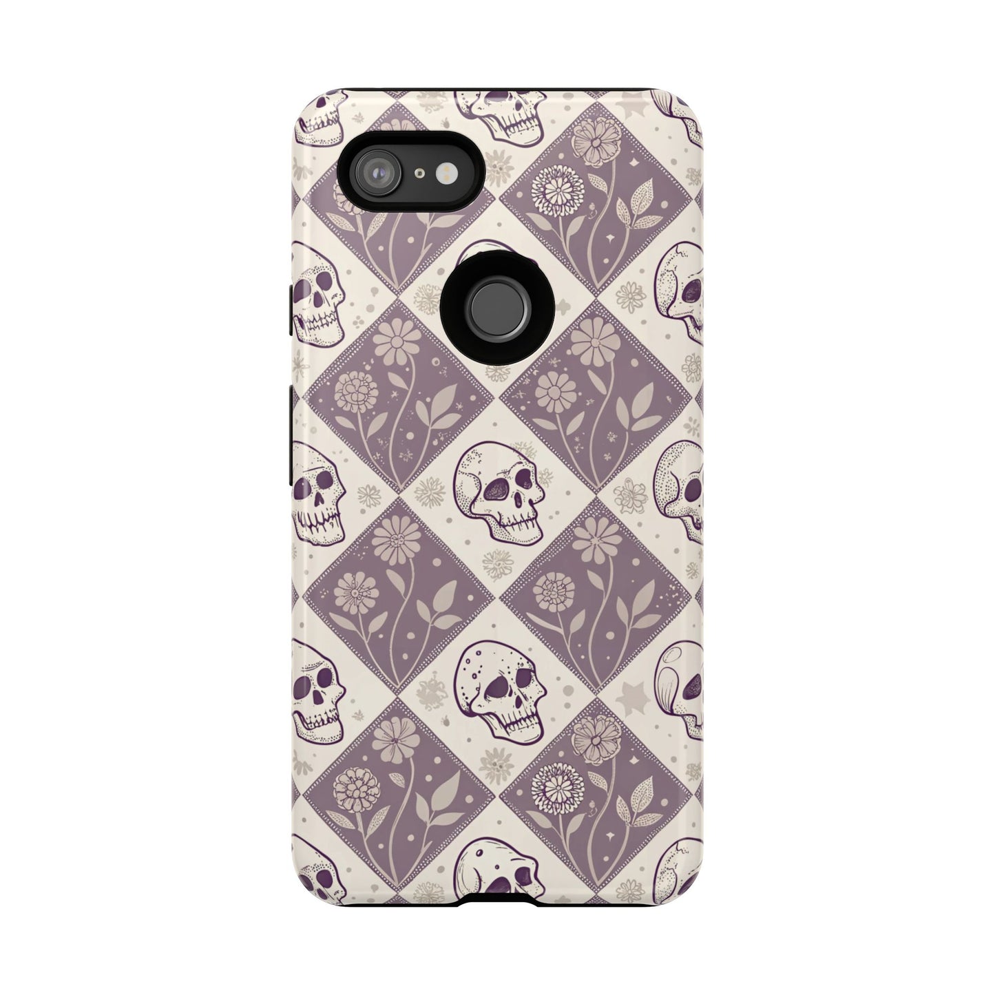 Vintage Skull & Floral Diamond Google Pixel Case