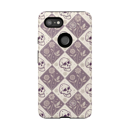 Vintage Skull & Floral Diamond Google Pixel Case