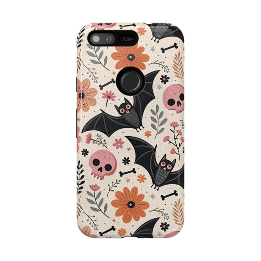 Floral Bats & Skulls Halloween Google Pixel Case