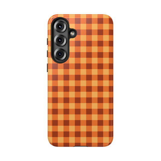 Orange Gingham Checkered Samsung Case