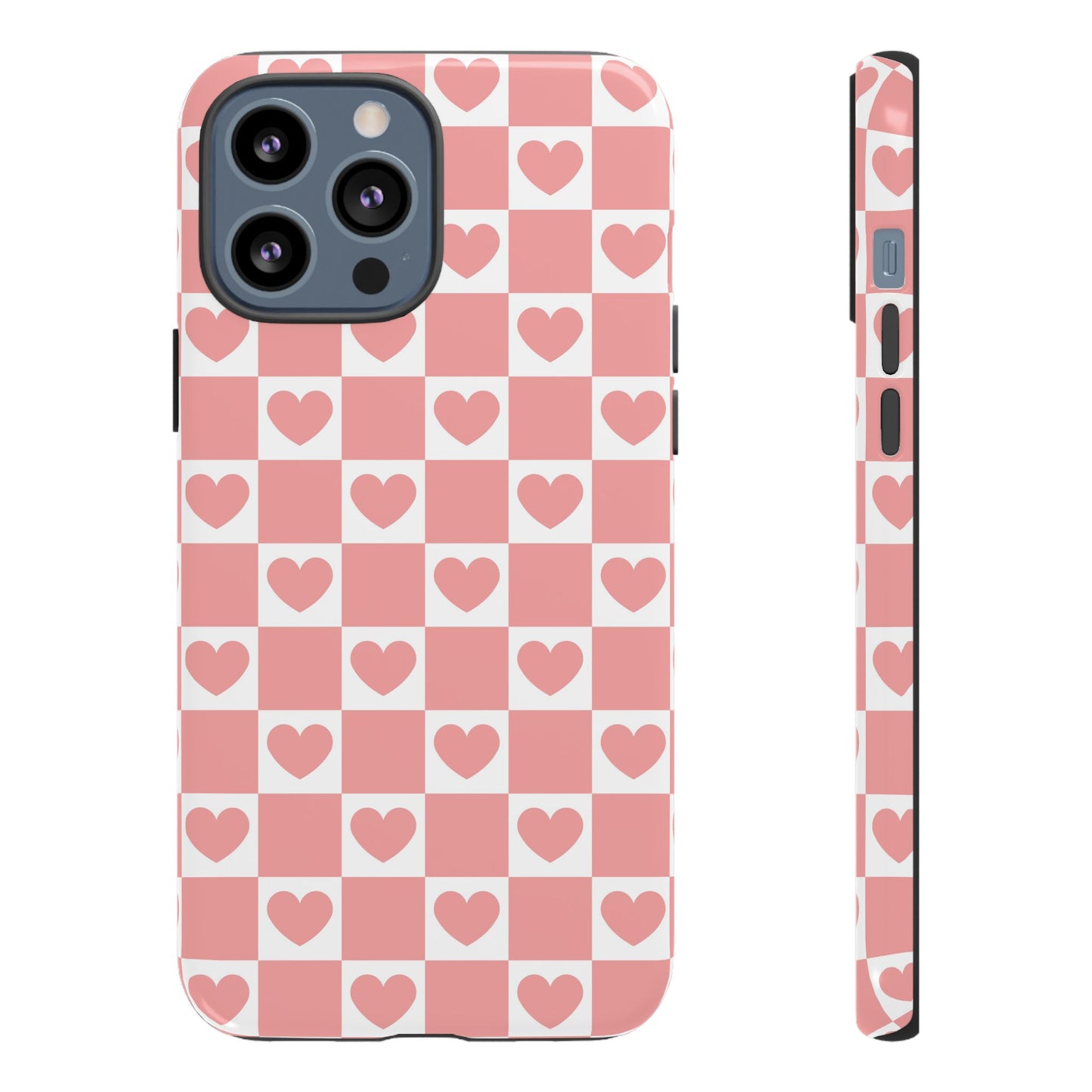 Pink Heart Checkerboard iPhone Case