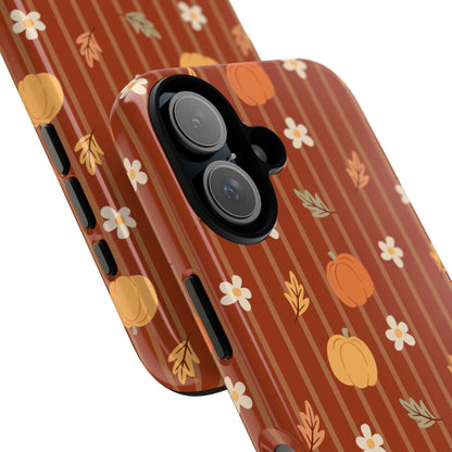Pumpkin Spice Floral Stripe iPhone Case
