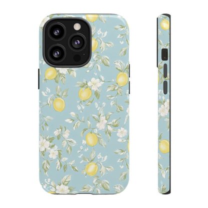 Lemon Blossom Blue iPhone Case