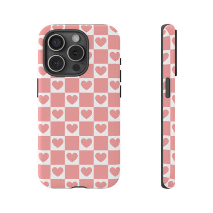 Pink Heart Checkerboard iPhone Case