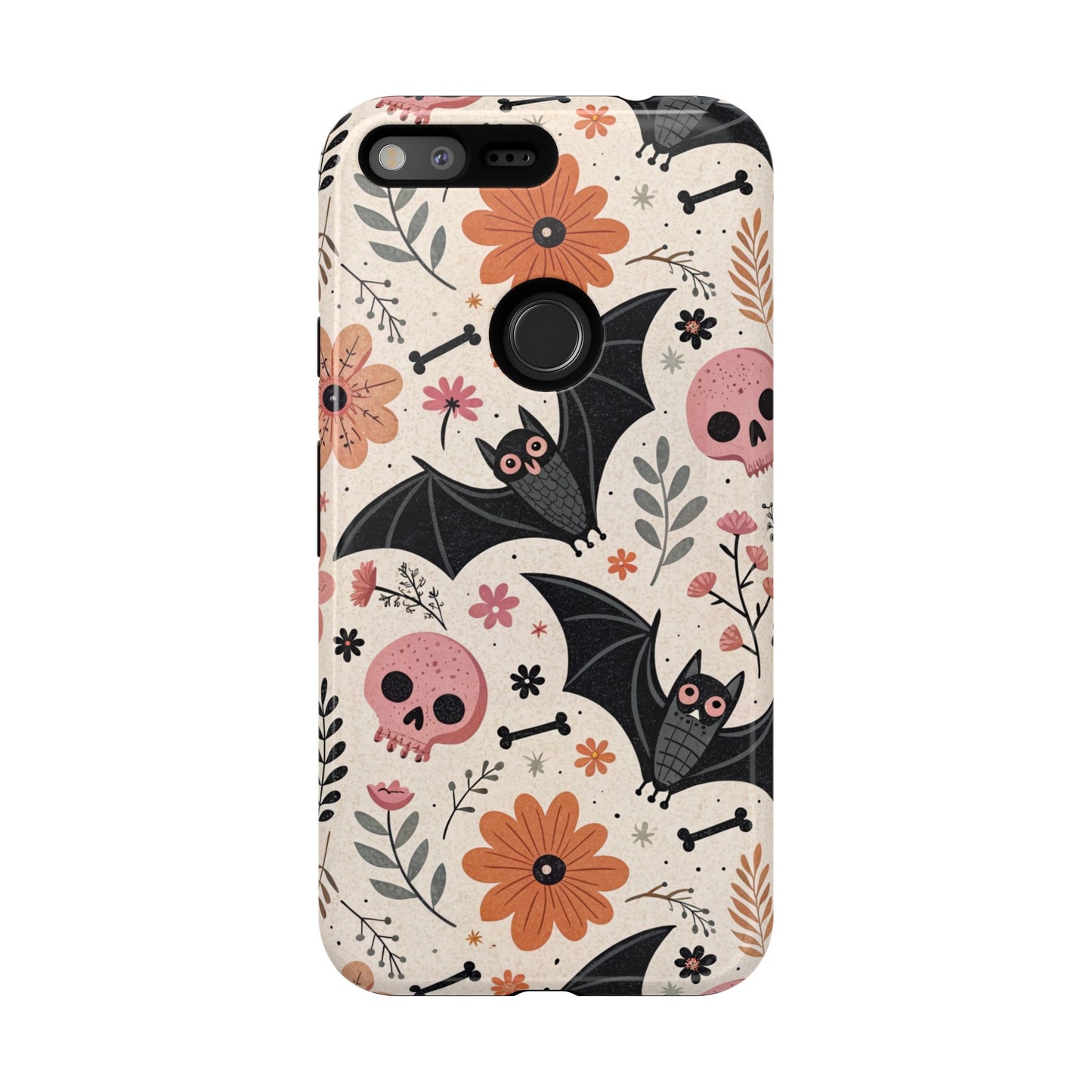 Floral Bats & Skulls Halloween Google Pixel Case