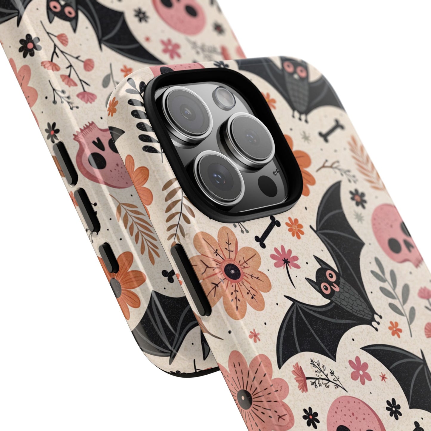 Floral Bats & Skulls Halloween iPhone Case