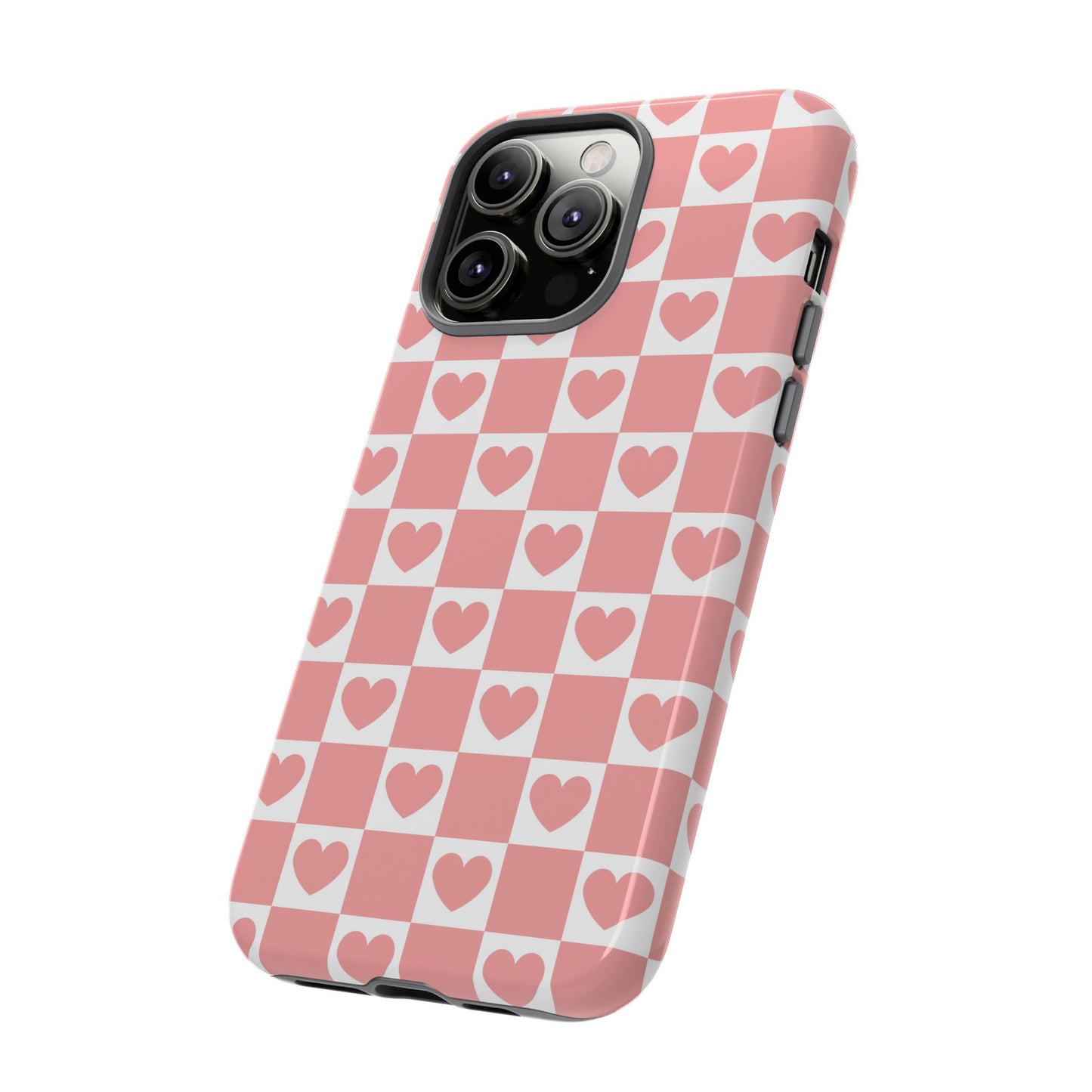 Pink Heart Checkerboard iPhone Case