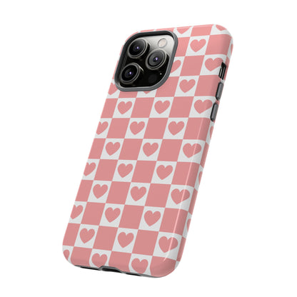 Pink Heart Checkerboard iPhone Case