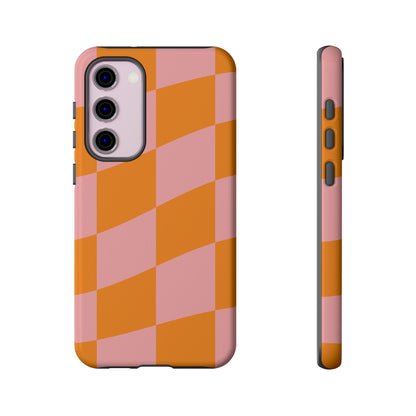 Pink & Orange Wavy Checker Samsung Case